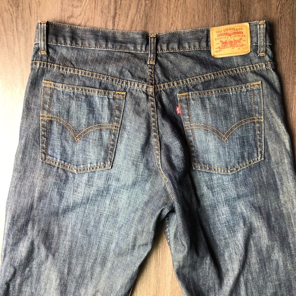 Vintage Levis 577 Jeans Womens 14 Blue Loose Straight Dark Wash Y2K Baggy Denim - Picture 4 of 10